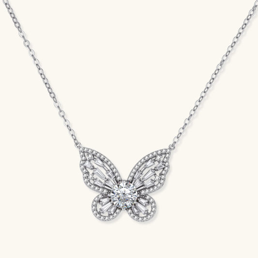 Papillon Halskette – Moissanit, 925er Silber – Ansicht 1