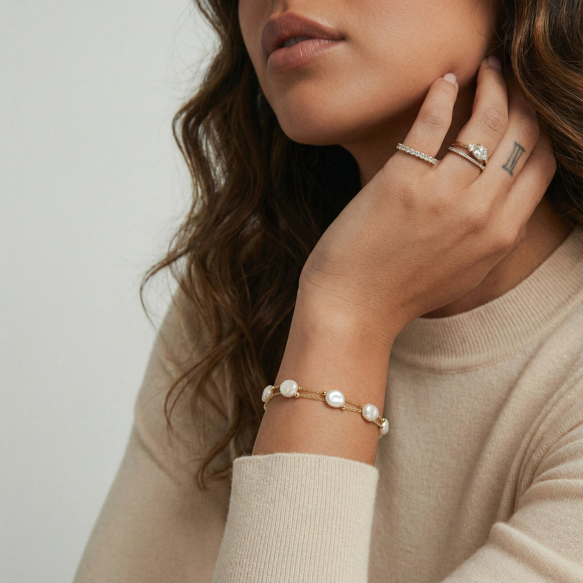 margherita armband – perlen, vergoldetes 925er silber – ansicht 3